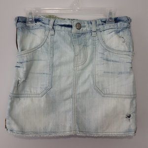 GUESS Distressed Light Wash Denim Jean Mini Skirt